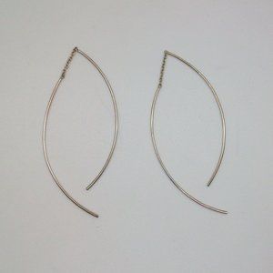 Silver Tone Dangle Threader Pierced Earrings